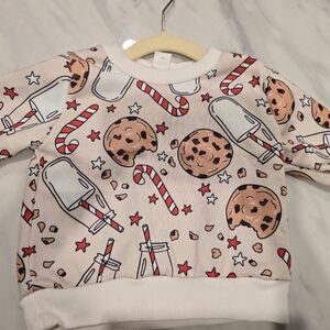 SHEIN Kids Candy Cane And Cookie Sweatshirt